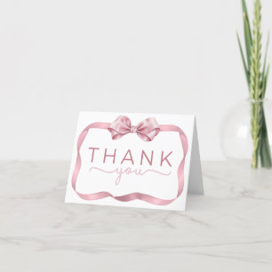 Blush Pink Coquette Danke Karte - Eleganter Bow B
