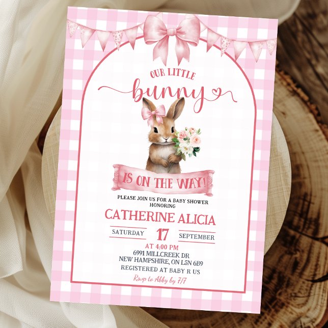 Blush Pink Coquette Little Bunny Baby Shower Einladung (Von Creator hochgeladen)