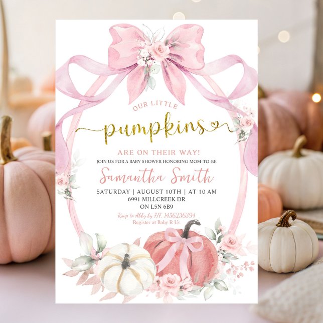 Blush Pink Coquette Pumpkin Twins Baby Dusche Einladung (Von Creator hochgeladen)