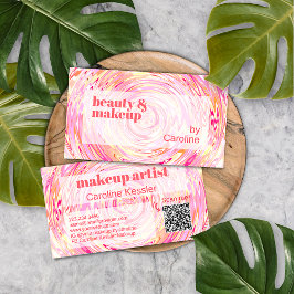 Blush Pink Coral Orange Abstrakt Art Muster Visitenkarte