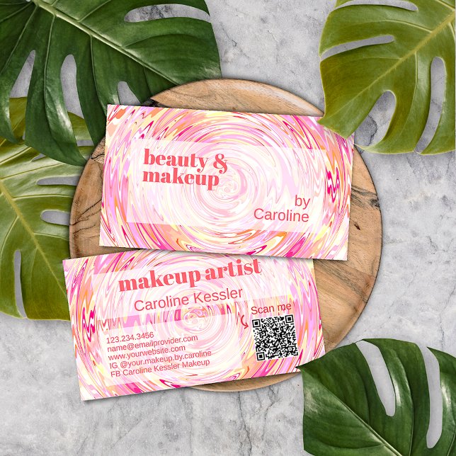 Blush Pink Coral Orange Abstrakt Art Muster Visitenkarte (Von Creator hochgeladen)