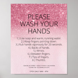 Blush Pink Covid Health Safety Glitzer Friseur Sal Poster