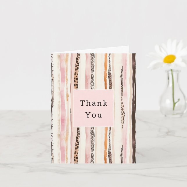 Blush Pink Cream Brown Leopard Animal Thank You Karte (Kleine Pflanze)