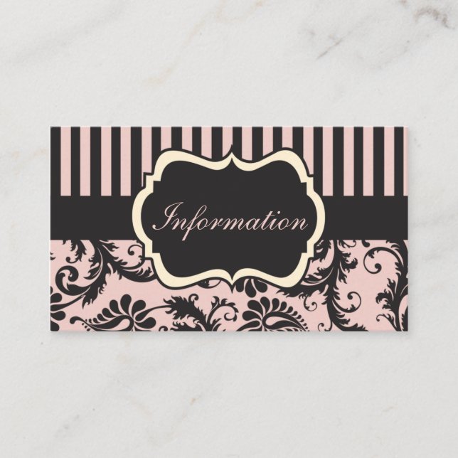 Blush PInk, Cream, Gray Damask Einsteckkarte Begleitkarte (Vorderseite)