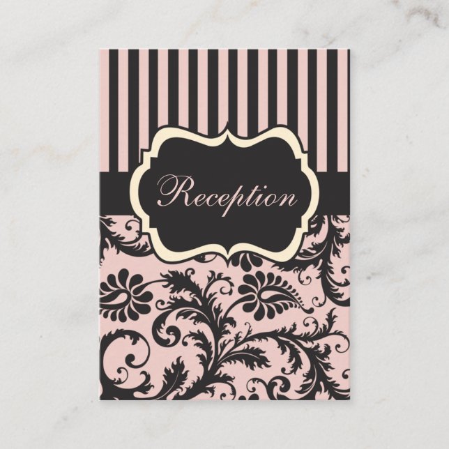 Blush PInk, Cream, Gray Damask Einsteckkarte Begleitkarte (Vorderseite)