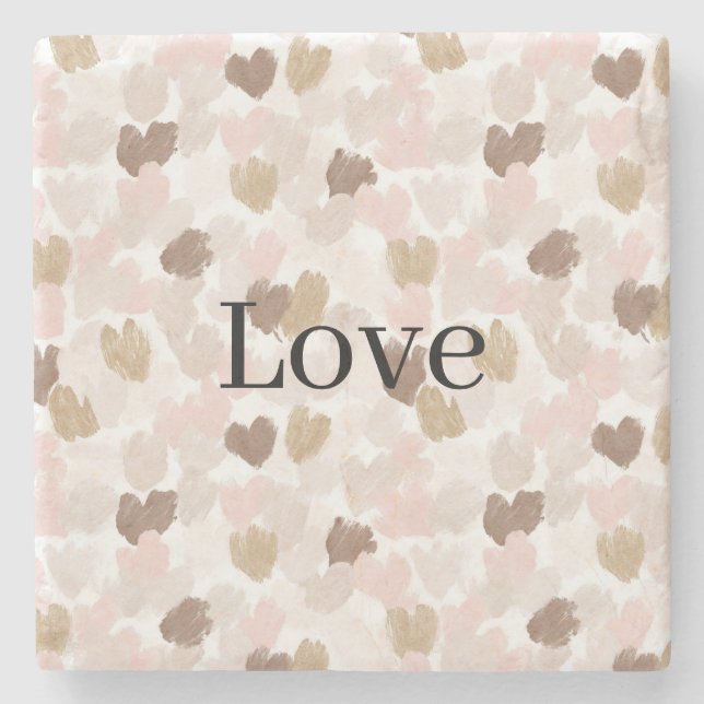 Blush Pink Cream Hearts Love   Steinuntersetzer (Vorderseite)