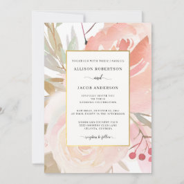 Blush Pink Cream Peach Sage Green Gold Hochzeit Einladung