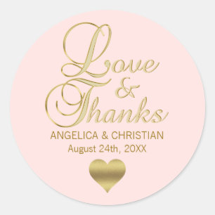 Blush Pink Cream Rose Hochzeit Liebe & Danke Runder Aufkleber