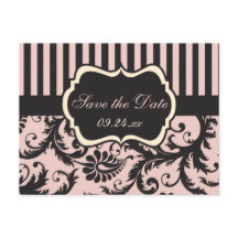 Blush Pink, Creme, Graue Damaske Save the Date Kar