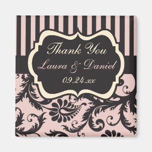 Blush Pink, Creme, Gray Damask Hochzeitsgunst Magnet