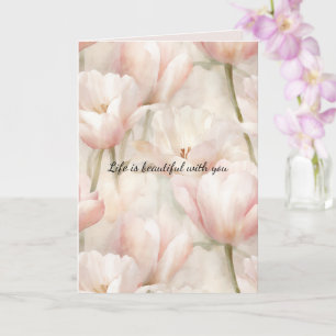 Blush Pink Creme Tulips Blume Romantische Liebe Karte