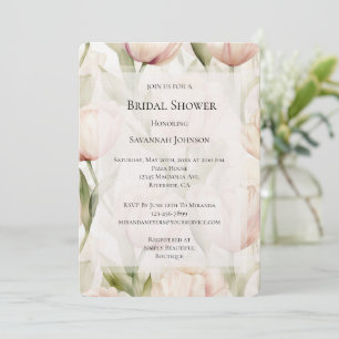 Blush Pink Creme Tulips Brautparty Einladung