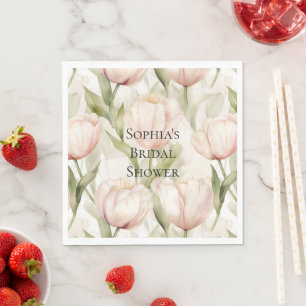 Blush Pink Creme Tulips Brautparty Serviette