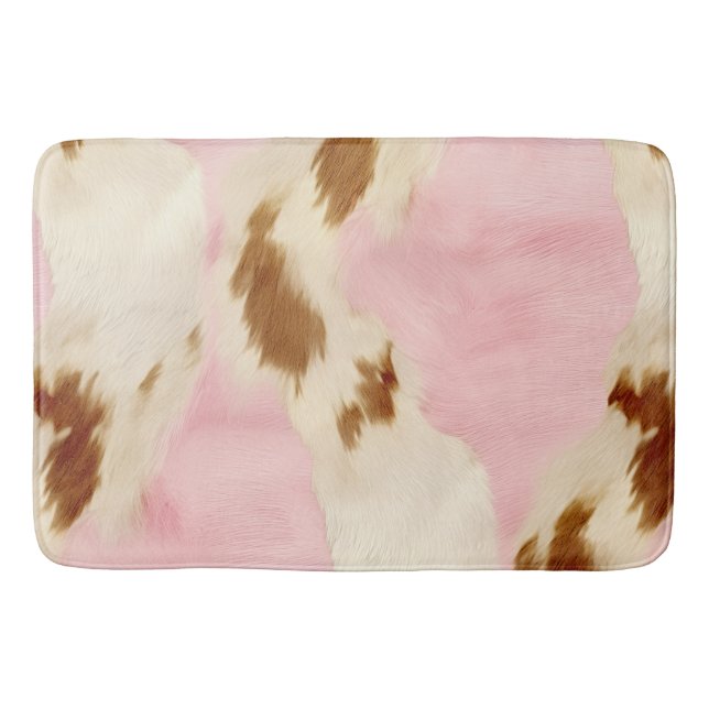 Blush Pink Creme White Gold Cowhide Badematte (Vorderseite)