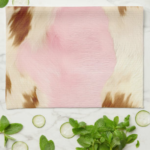 Blush Pink Creme White Gold Cowhide Geschirrtuch