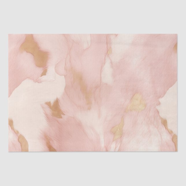 Blush Pink Creme White Gold Cowhide Seidenpapier (Vorderseite)