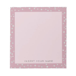 Blush Pink Crystal Confetti Notepad 5.5" x 6" Notizblock