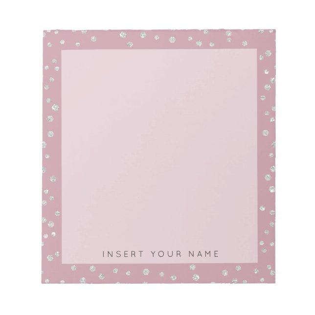 Blush Pink Crystal Confetti Notepad 5.5" x 6" Notizblock (Vorderseite)