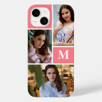 Blush Pink Custom 3 Foto Collage Mit Monogramm