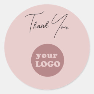 Blush Pink Custom Business Logo Vielen Dank Runder Aufkleber