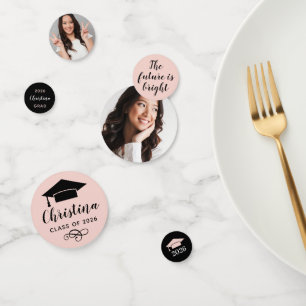 Blush Pink Custom Foto Graduation Party 2025 Konfetti