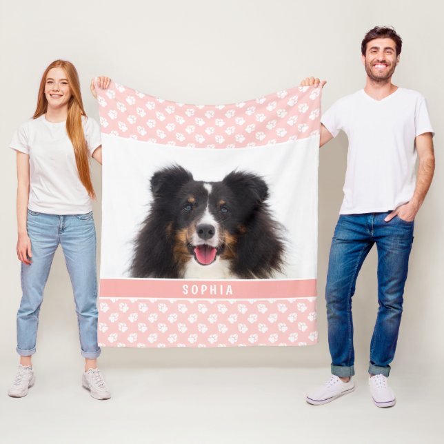 Blush Pink Custom Pet Foto mit weißen Pasten und N Fleecedecke (Beispiel)