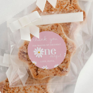 Blush Pink Daisy Birthday Sticker Labels