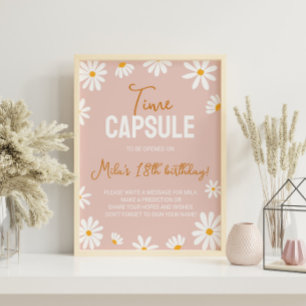 Blush Pink Daisy Birthday Time Kapsel Poster