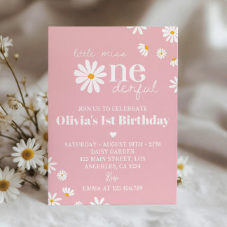 Blush Pink Daisy Einladung zum 1. Geburtstag