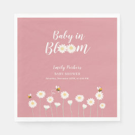 Blush Pink Daisy Floral Baby in Blütendusche Serviette