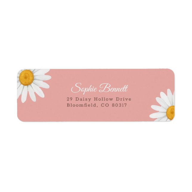 Blush Pink Daisy Floral Baby Shower Return Address (Vorne)