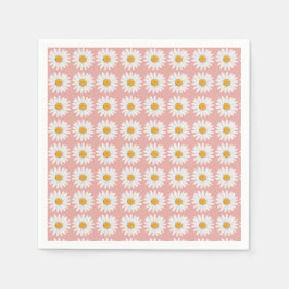 Blush Pink Daisy Floral Pattern Baby Shower Party Serviette