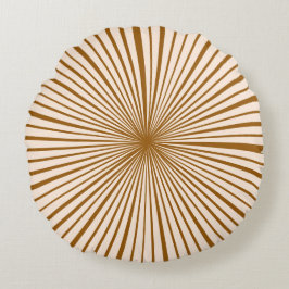 Blush Pink Dark Chocolate Brown Stripe Muster Rundes Kissen