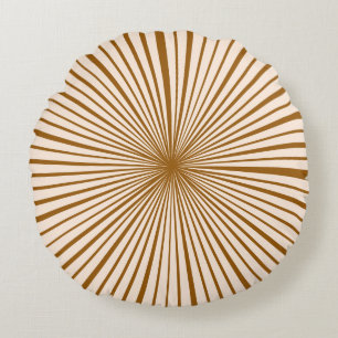 Blush Pink Dark Chocolate Brown Stripe Muster Rundes Kissen