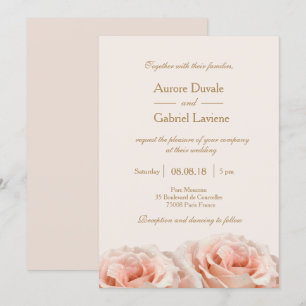 Blush Pink Dewy Rose Bloral Ivory Gold Hochzeit Einladung