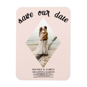 Blush Pink Diamond Foto Hochzeit speichern Sie das Magnet