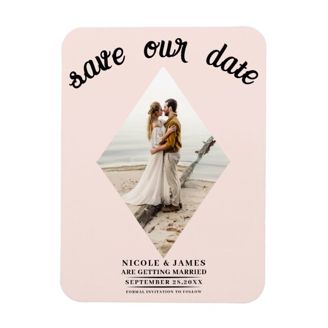 Blush Pink Diamond Foto Hochzeit speichern Sie das Magnet (Vertikal)