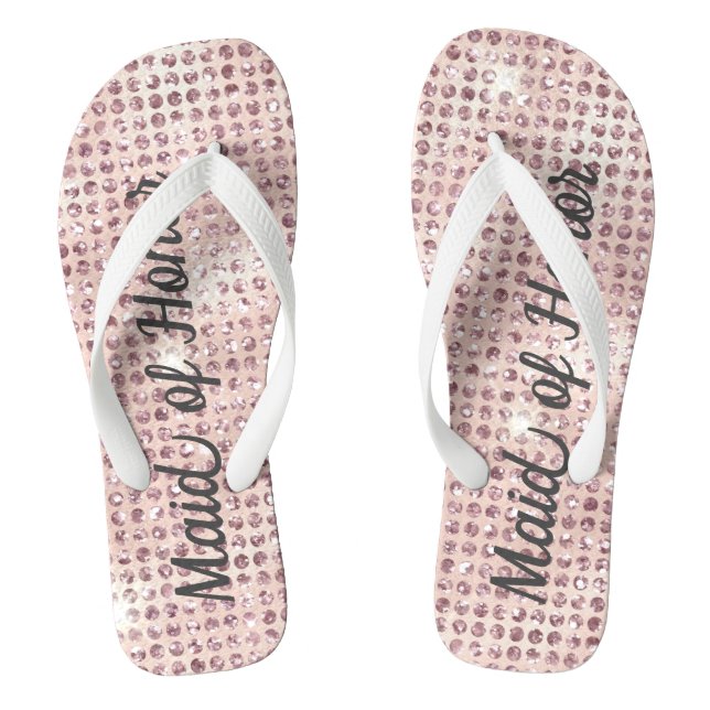 Blush Pink Diamond getupft Glam Wedding Bridesmaid Flip Flops (Fußbett)