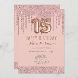 Blush Pink Diamond Tropfen Happy 15. Geburtstag