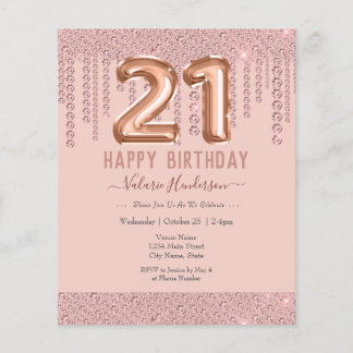 Blush Pink Diamond Tropfen Happy 21. Geburtstag