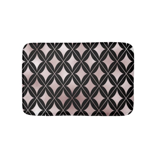 Blush Pink Diamonds on Black Badematte (Vorderseite)