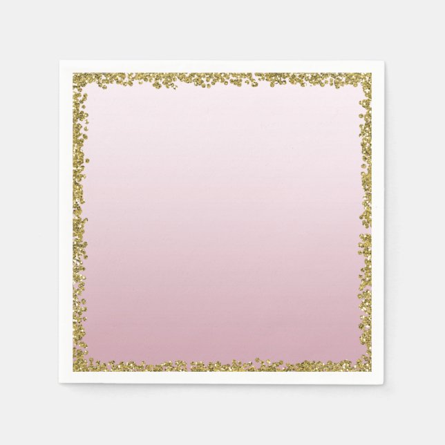 Blush Pink Dipped Gold Glitzer Glam Sparkle Party Serviette (Vorderseite)