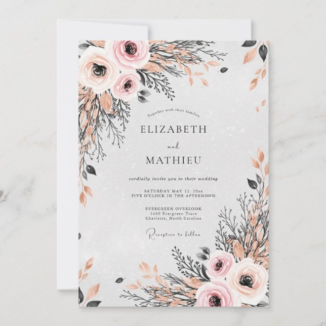 Blush Pink Divine Spring Wedding Einladung (Vorderseite)