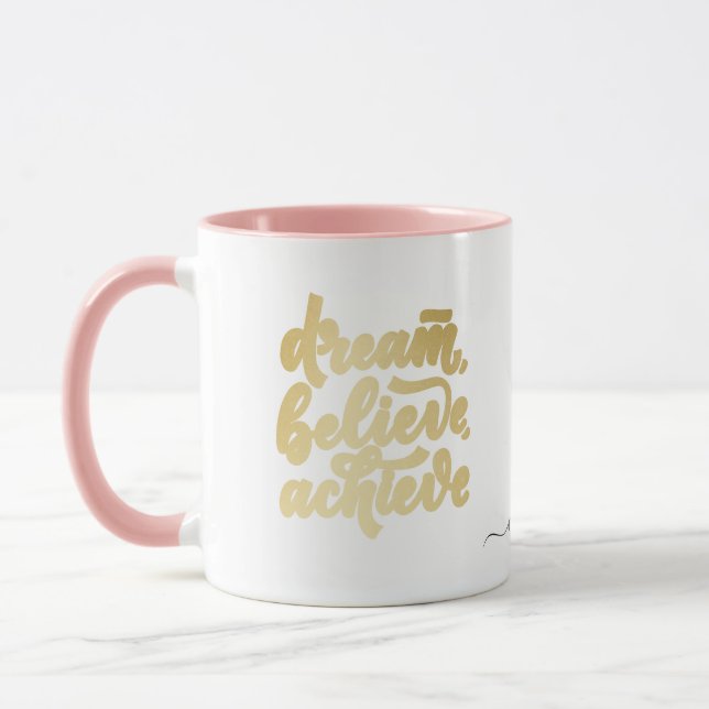 Blush Pink Dream glauben Motivierend erreichen Tasse (Links)