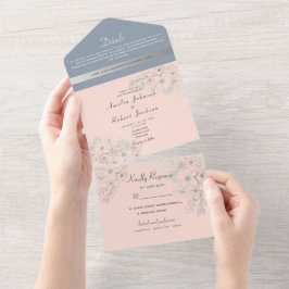 Blush Pink & Dusty Blue All-In-One-Einladung All In One Einladung