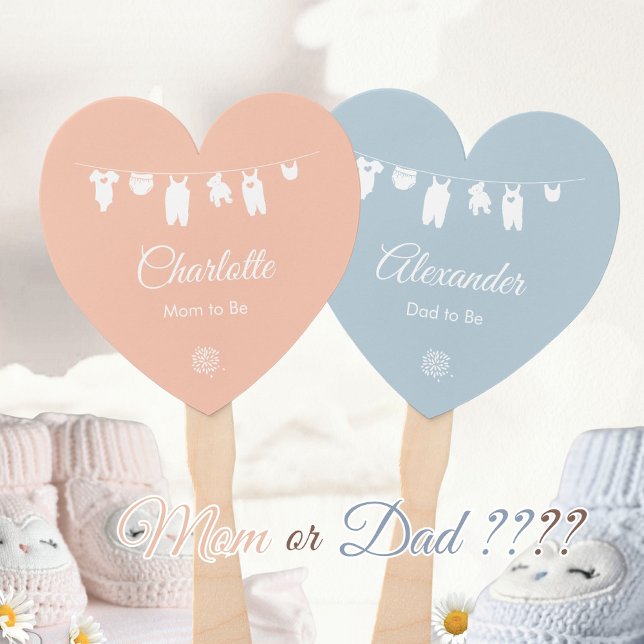 Blush Pink Dusty Blue Minimalistisch Baby Dusche Fächer (Blush Pink Dusty Blue Minimalist Baby Shower Hand Fan ©Susanne Sachers - Sunny Mind 🌞)