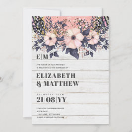 Blush Pink Dusty Blue Rosegold Floral Wedding Chic