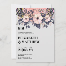 Blush Pink Dusty Blue Rosegold Floral Wedding Chic