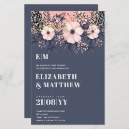 Blush Pink Dusty Blue Rosegold Floral Wedding Chic