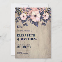 Blush Pink Dusty Blue Rosegold Floral Wedding Chic